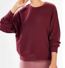 Fabletics Sadie Scrunched Sleeve Pullover Top Black Cherry Maroon Women's XXL