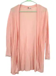 J.Jill Size Small‎ Open Front Cardigan Long Sleeve Sweater Pink Linen and Rayon
