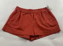J.Crew Tomato Red Linen Canvas Pull On Shorts M