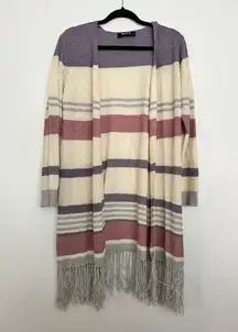 Blue B Collection Cozy Multi Colored Striped Cardigan