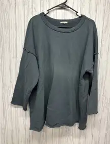 Womens Size XL Eileen Fisher Fleece Sweatshirt Raw Hem EUC