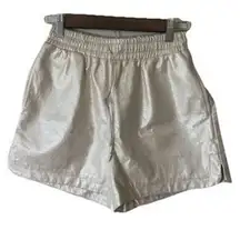 Aaron & Amber Faux Leather‎ Shorts S Champagne Metallic Pearl Drawstring NWT