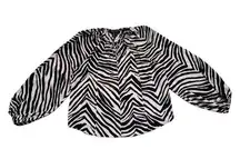 Rachel Zoe Blouse Womens Medium Zebra Print Balloon Long Sleeve Top Boho