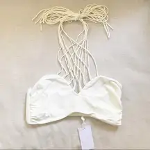 NWT MIKOH Kahala Criss Cross Bikini Top Bone XL