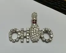 Silver Tone & Rhinestone OHIO Bowling Brooch Pin For An Ohio Bowler