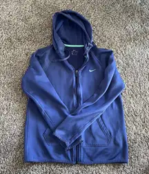 Nike Women Dri Fit Athletic Running Jacket Sz S Purple Hood Zip Up Drawstring