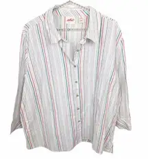 Chic Comfort Plus Size 2X Collection Pin Striped Button Down