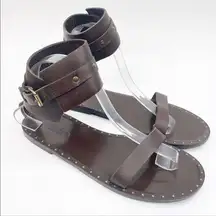 Max Mara Brown Flat Sandals with Ankle Cuff