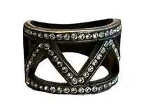 Baublebar Rhinestone Ring Brass color Chevron Zig Zag Size 6.5