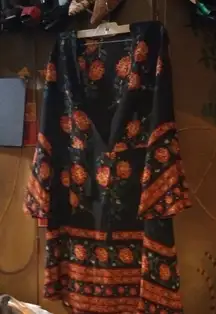 Floral Black and Orange Women's Dress
