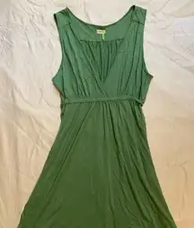 Old Navy Y2K Green‎ Sleeveless V-Neck Cinched Waist Tie Midi Dress Size Large