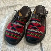 BØRN 1970s Leather Tizoc Wool Aztec Tribal Clogs Size 7‎
