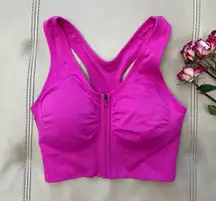 Danskin Hot Pink Zip Up Sports Bra