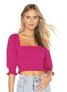 NWT Free People Brenyce Fuchsia Square Neck Crop Top Large