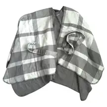 Ann Taylor Factory Grey Plaid Poncho Cape