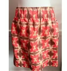 J. Crew • Pink Coral Peach Patterned Silk Mini Skirt