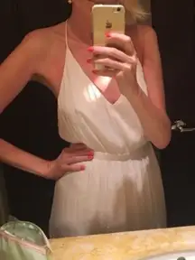 Kimchi Blue White Silky T Strap Midi Dress