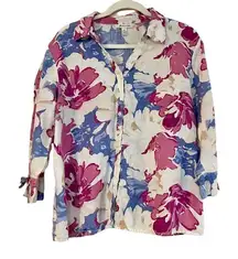 JM Collection 100% Linen Women’s Floral Button Down Size 16