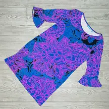 Tori Richard Honolulu Linden Ruffle Sleeve Shift Dress Hawaiian sundress small