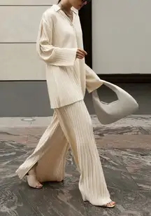 Commense Oversized Leisure Pleat Pockets Two
Piece Pants‎ Set Small