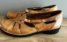 Clark’s Bendables Tan Leather Nikki Regatta Loafer Sandal Size 9.5 Mary Jane’s