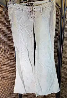 Vintage Y2K L.E.I. Tan Corset Tie Ultra-Flare Size 13