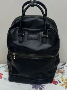 London Fog Black Leather Backpack with Gold Zipper New without Tag