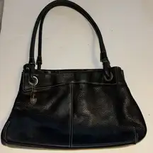 TIGNANELLO BLACK PEBBLED LEATHER SHOULDER BAG  OUTSIDE ZIP POCKET
BLACK BEAUTY