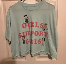 Junior’s peanuts oversized cropped tshirt tee “Girls support girls” size M (7/9)