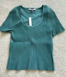 Madewell Womens Blue Sculpt Ottoman Sweater Crop Tee T Shirt Top Size S