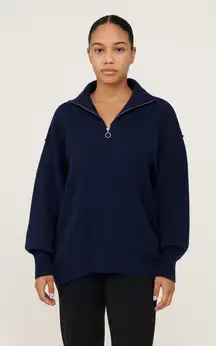 Lillusory navy quarter zip oversized sweater large