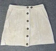 Nectar Clothing Corduroy Skirt Small Tan Button Front Mini‎ Short Lined