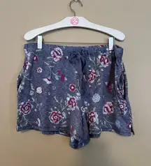 Croft & Borrow Blue With Floral Print Sleep Shorts Woman’s Size Large NEW