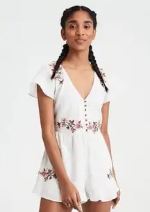 American Eagle embroidered white romper