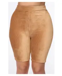 Fashion Nova Camel Velour Biker Shorts Sz M
