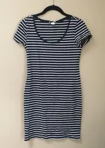 Basic Striped Short Sleeve Dress Small