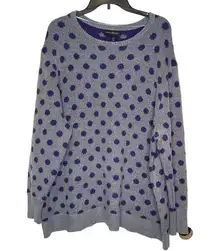 Lane Bryant Women's Sweater Plus Size Pullover Polka dots Gray Purple Size 22/24