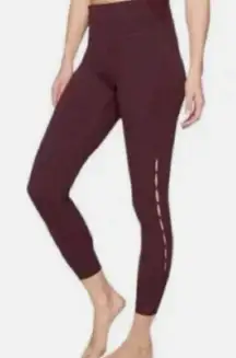 Athleta Peekaboo 7/8 Tight Leggings Womens Small Wine High Rise Mesh Yoga
