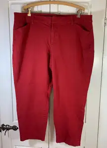 Old Navy High Rise Pixie Skinny Pants Women 20 Red Secret Smooth Pockets Crop