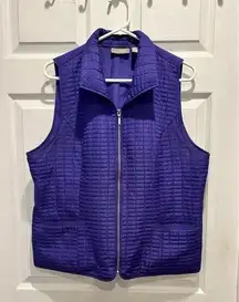 Chico's Purple Violet Vest Size 2 Large Quilted Zip Front Lightweight Pockets