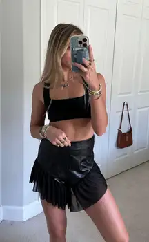 Faux Leather Ruffle Shorts