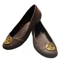 Crocs‎ Gianna  Brown Ballet Gold Medallion Slip On Flats Womens Size 8