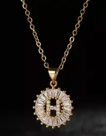 Initial “H” Rhinestone Charm Necklace