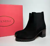 Vaneli Holly Waterproof Suede Heeled Ankle Boots in Black (Narrow)