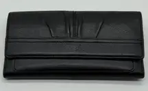 Vintage Coach SoHo Pleated Black Leather Trifold Wallet Snap Closure