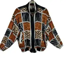 Vintage Marshall Rousso Vintage Animal Print Full Zip Paris Bomber Jacket XXL