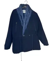 Saks Fifth Avenue X Sahza Women's Jacket Coat Vintage 100% Wool Navy 44/10 US‎