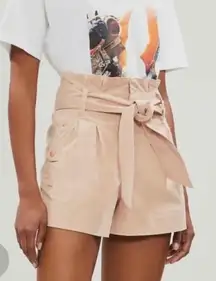 Topshop High Rise Belted Paperbag Utility Trouser Shorts in Pink Girly‎ Size 6