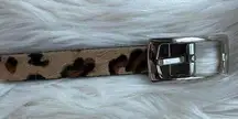 Stylish Leopard Print Belt with Silver Buckle