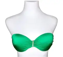 Victoria's Secret Green Satin Push Up Sexy Modern Bandeau Bikini Swim Top sz 34B